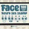100 лицевых ретро-штампов Procreate